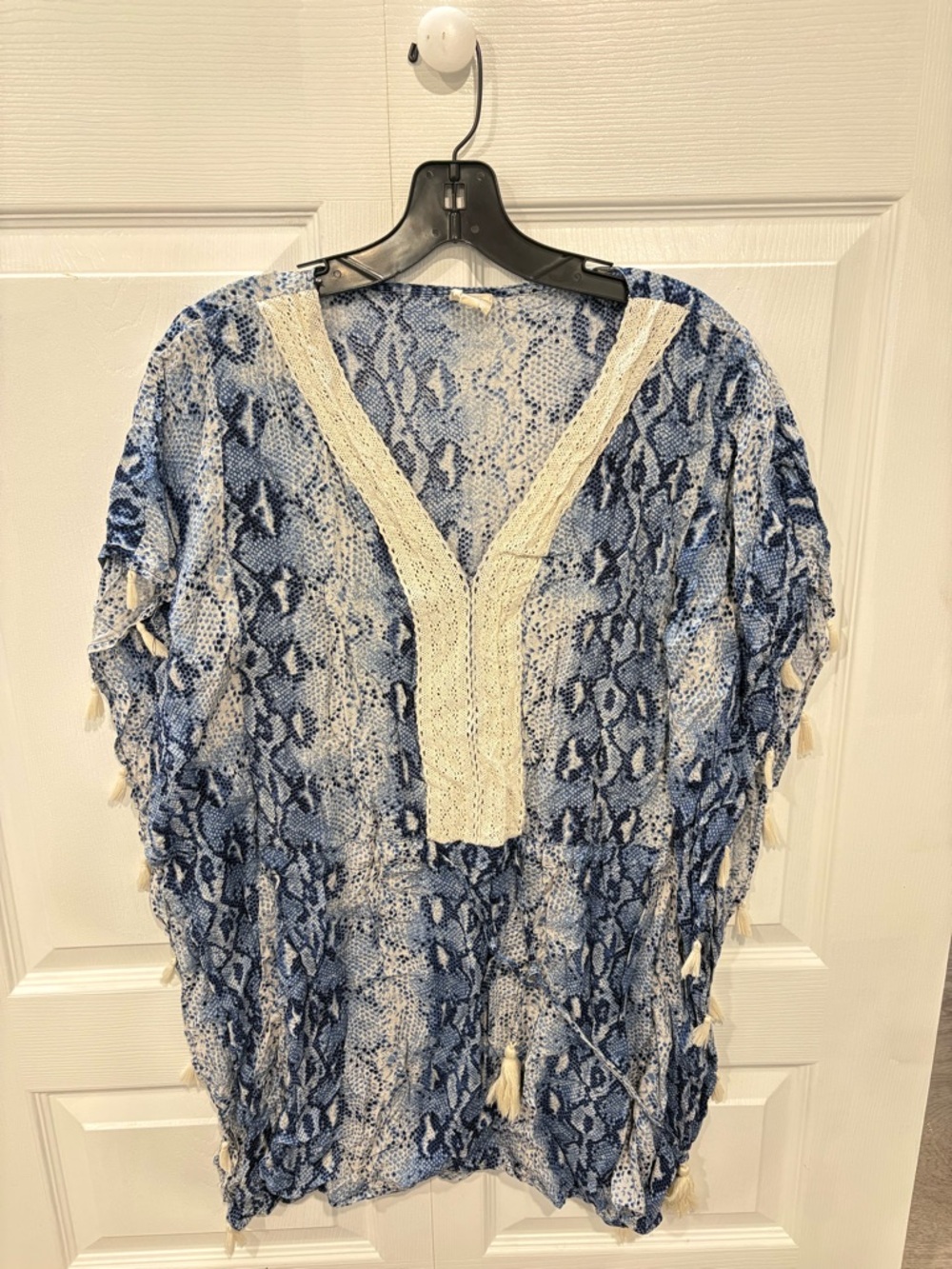 Surf Gypsy Blue Snake-Print Tunic with Cream Label